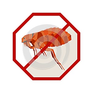 Flat geometric sign with flea