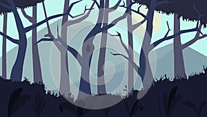 Vector Image Of A Forest With Mountains On The Background