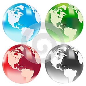 Vector image of four globes