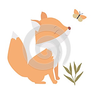 The vector image of a fox cub is perfect for decorating a children's room and printing on fabric and paper.