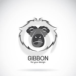 Vector image of a gibbon head design on white background, Vector