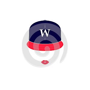 Vector image of a girl with baseball cap.