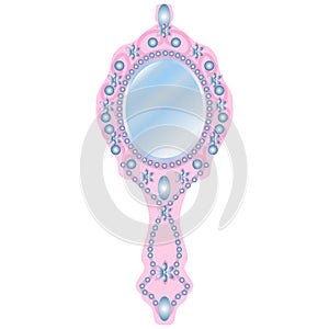 vector image of a hand-held magic mirror of a princess in cartoon style
