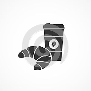 Vector image icon coffee and croissant.