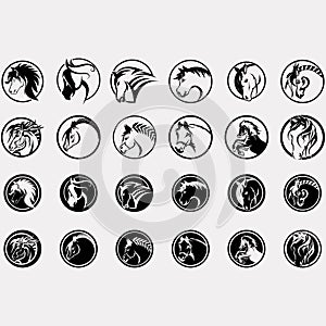 vector image illustration of a collection of horse logos