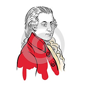 vector image, illustration portrait of Wolfgang Amadeus Mozart photo