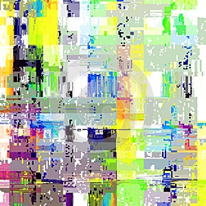 Vector image with imitation of grunge datamoshing texture.