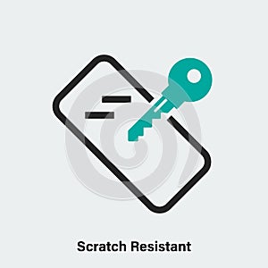 Vector image of key and smartphone case with Scratch Resistance text