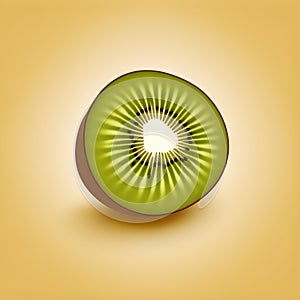 vector image of a kiwi fruit in cross section isolated on a yellow background