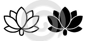 Icon for Chinese New Year, lotus flower vector, outline and silhouette versions