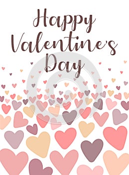 Vector image of the love inscription on the background of hearts. Illustration for Valentine`s Day, lovers, prints, clothes, texti