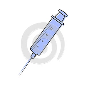 Vector image of medical syringe for injections and needles cartoon style on white isolated background