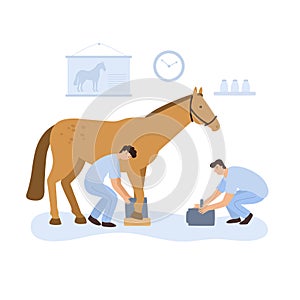 vector image of men makeing horse xray