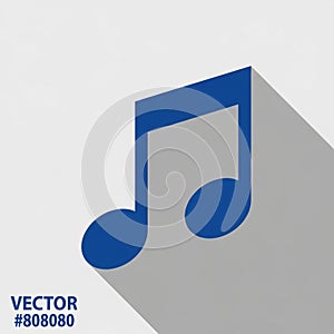 Vector image of a musical eighth note set against a light gray