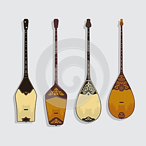 Vector image of a musical Kazakh national instrument - dombra