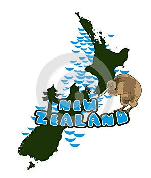 Vector image of New Zealand islands