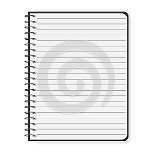 Vector image of a notebook or notepad for notes. Blank white page in a line. White diary for notes
