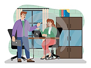 vector image with office in which there is a business meeting of companies