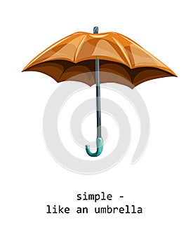 Vector image of an open umbrella with a meaningful inscription. Concept. EPS 10