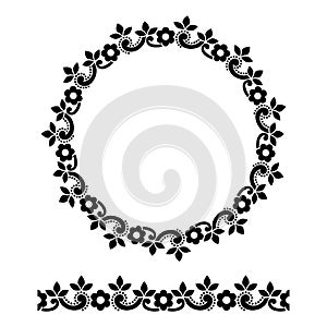 Oriental vector round pattern with arabesques and floral elements