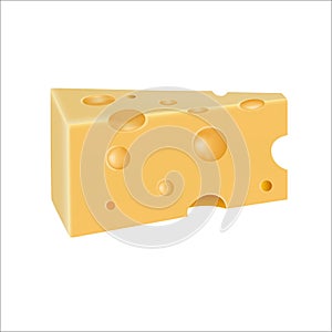 Vector image of the piece of cheese isolated on the white background.