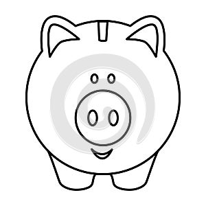 Vector image of a piggy bank silhouette. Monochrome illustration. The pig icon. The concept of finance, money, savings, economics