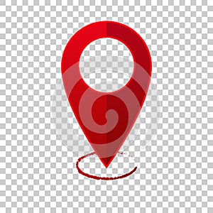 Vector image positioning on the map. Mark icon. Red icon locati