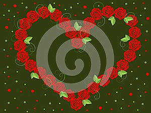 Vector image of red roses in the shape of heart.