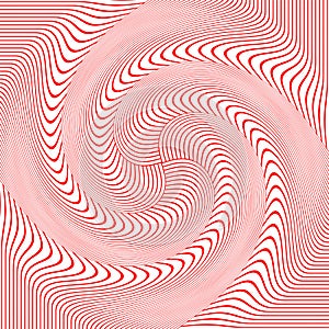 Vector image Red and white waves striped background.Optical illusion.background with wavy pattern. black-white striped swirl.