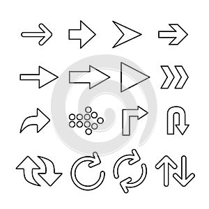 Vector image of set of arrows line icons