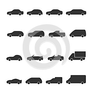 Vector image set of car icons.