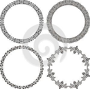 Vector image of set decorative round frames in vintage style