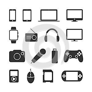 Vector image of a set device icons.