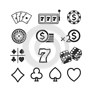 Vector image of a set of gaming icons.Casino icons.