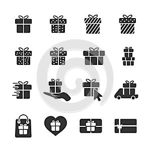 Vector image of set of gift icons