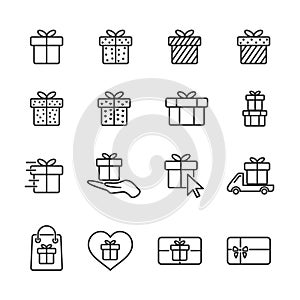 Vector image set gift line icons