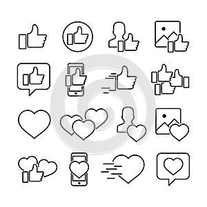 Vector image set of like icons.Icons of social networks.