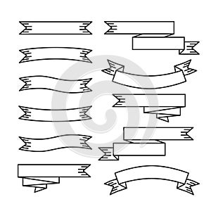 Vector image of a set of line ribbons banners.