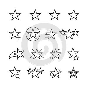 Vector image set line star icons.