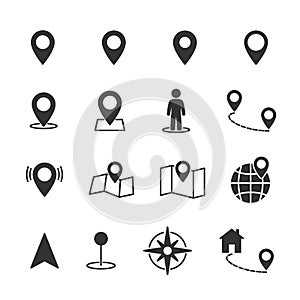 Vector image set location icons.