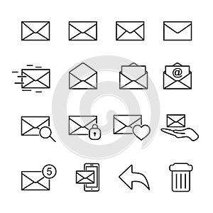 Vector image set mail line icons