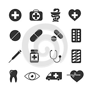 Vector image set medical icons.