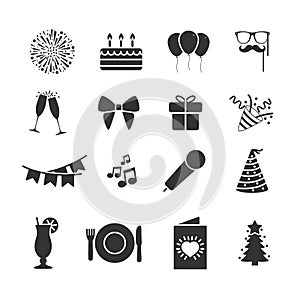 Vector image of set of party icons