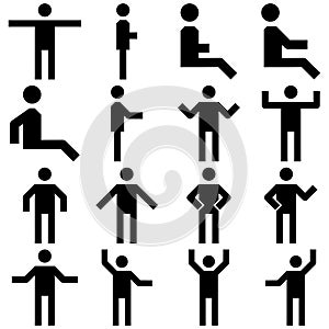 Vector image set of posture people icons.