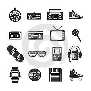 Vector image set retro 80s icons.