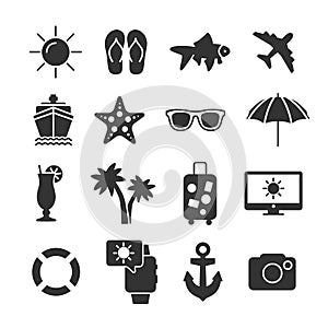 Vector image set summer vacation icons.