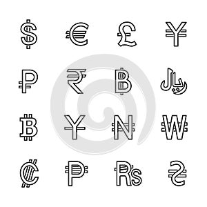 Vector image set to currency the line icons