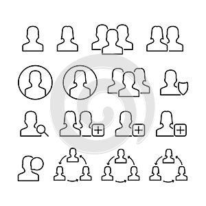 Vector image set user line icons.