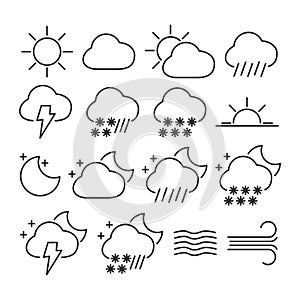 Vector image set weather line icons.