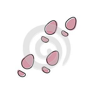 Vector image of shoes tracks, imprint of shoe cartoon style on white isolated background